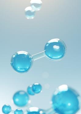 Fond bleu avec des molécules H2