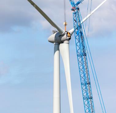 Wind turbine in construction
