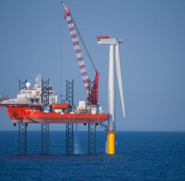 Placing a wind turbine at sea